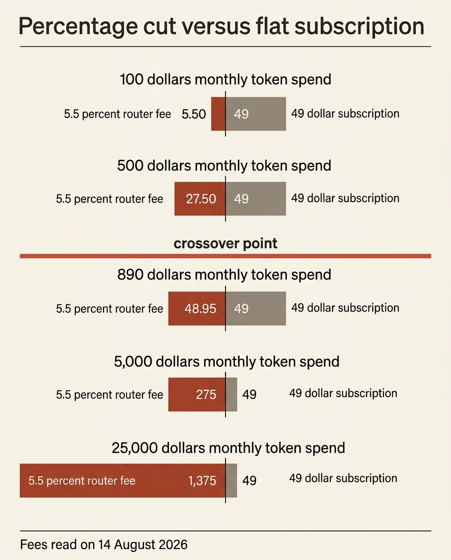 Where a flat subscription overtakes a percentage cut